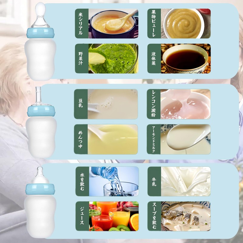 DEEYOTA Supplementary Spoon, Elderly Care Spoon, Nursing Bottle, Pressurized Type,