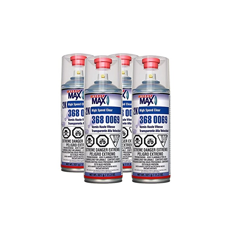 SprayMax 3680069 2K High Speed Clear Coat Aerosol 11.3 oz