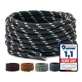 LaceHype 2 Pairs – Premium Round Shoelaces, Diameter 4.5 mm, Polyester, for Work Shoes, Boots, Outdoor Shoes and Sports Shoes, Tear-Resistant Shoe Laces