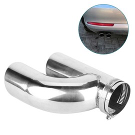 Yctze 62mm Stainless Steel Double Exhaust Tail Pipe End Pipe Round Slant End Double Outlet Rear Throat