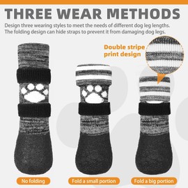 KOOLTAIL Anti Slip Dog Socks to Prevent Licking Paws for Hot/Clod Pavement,Waterproof Long Snow Dog Boots&Paw Protectors with Strap Traction Control for Hardwood Floor for Small Medium Large DogsXL