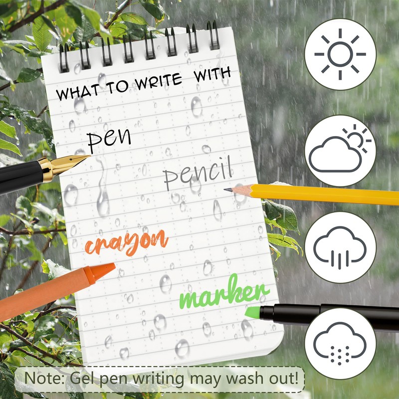 Waterproof Notebook, 4 Pack Mini Notepads, All Weather Pocket Notepad,