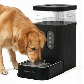 Gardner Pet 2.2 Gallon Automatic Dog Water Bowl Dispenser 8.5L Gravity Water Feeder with Stainless Steel Bowl & Maifan Stone Filter, BPA-Free for for Cats and Dogs (Black, 2.2 Gallon)
