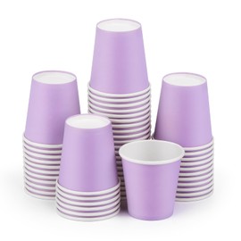 Mnuizu 50 Pack 3 Oz Bathroom Cups, Disposable Paper Cups, Mouthwash Cups, Espresso Cup, Small Paper Cup Ideal for Bathroom,Party,Picnic Etc (Purple)