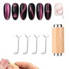 5pcs Heart Cat Eye Nail Magnet Set, Dual-Head Cylinder Magnet