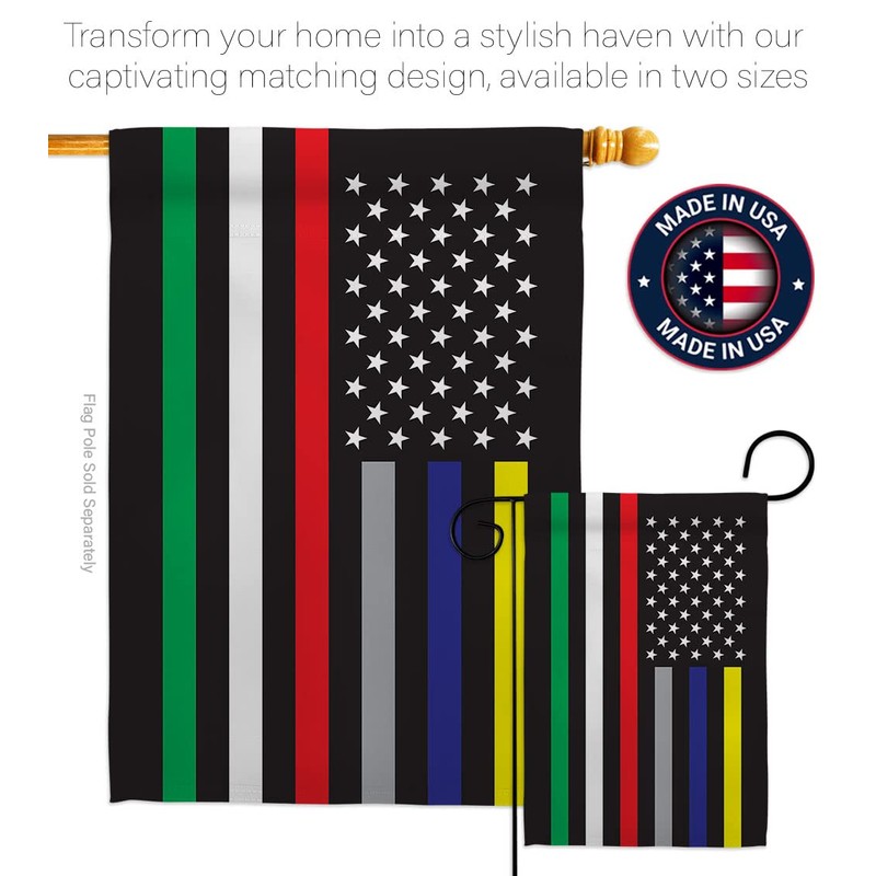 US First Responders Line Garden Flag - Set with Stand