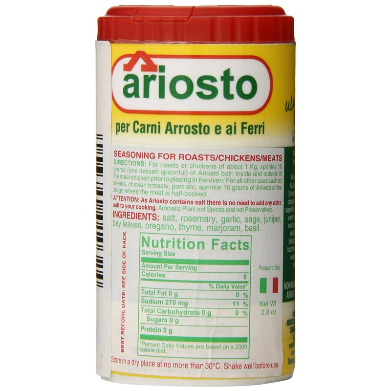 Ariosto Meat Seasoning, Roasted and Grilled, 2.8 Ounce, 1 Pack