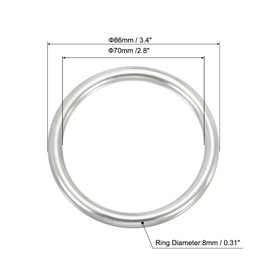 PATIKIL Metal Rings 4.3 Inch 316 Stainless Steel Rings Marine Grade Multi-Purpose O Rings Welded Round Rings for Macrame, DIY Craft, Hardware, Belt, Dog Leash, 10x110mm