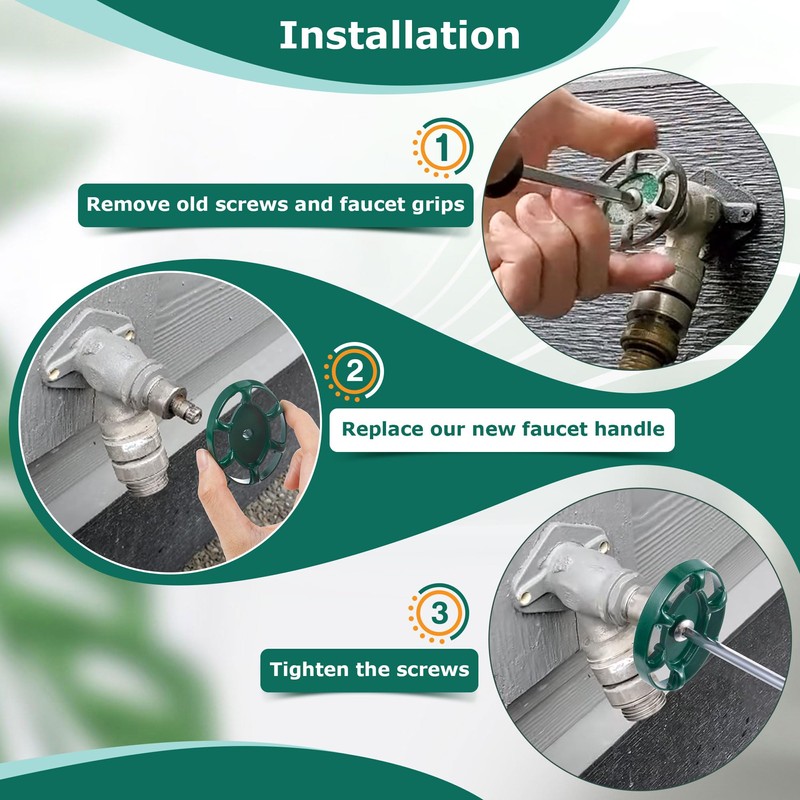 Dreyoo Outdoor Faucet Handles 3/8 in 12 Point, Green Oval