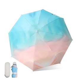 Vesaneae Pocket Umbrellas with 8 Ribs, Mini Umbrella with Capsule Box, UV Folding Umbrella, Sun UV Protection Umbrella, Compact Travel Umbrella, Windproof, Strong, Umbrella for Women, d