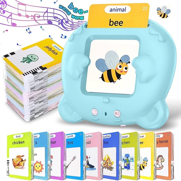 Felly Talking Flash Cards for Toddlers, Early Educational Learning Toys for Baby 1 2 3 4 5 Years Old, 224 Words Preschool Montessori Interactive Reading Machine, Christmas Birthday Gift Boys Girls