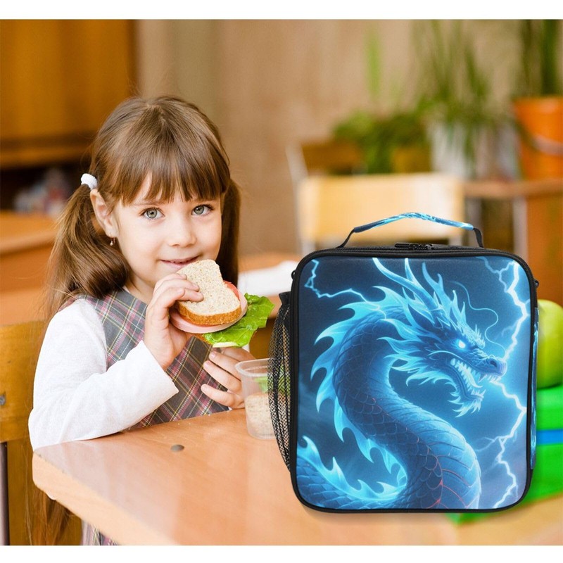 Dragon Blue Lightning Lunch Box Insulated Lunch Bag Prep Kids