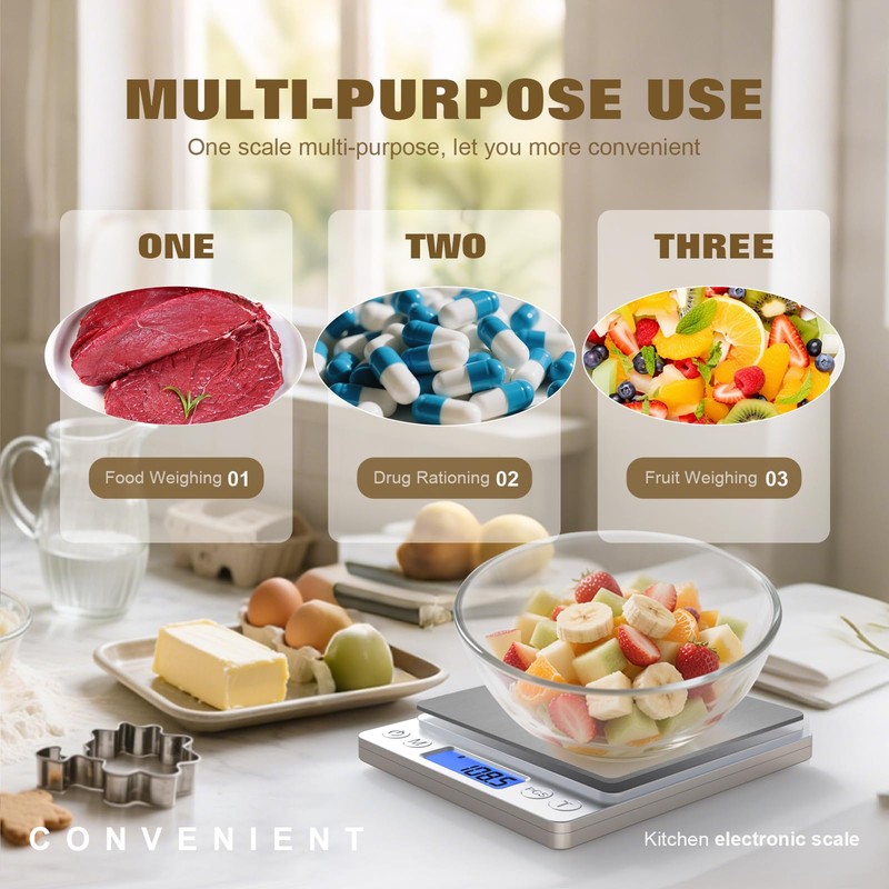 OGWAI Rechargeable Digital Food Scale with Gram and Ounce, Measuring