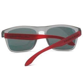 DUBERY Polarized Sunglasses for Men Women UV400 Protection Square Driving Sun Glasses Trendy Shades P8818,Gray&Red/Red