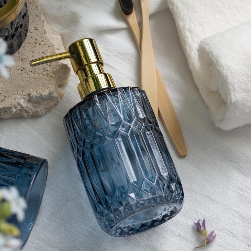 EMPO Clear Glass Soap Dispenser with ABS Plastic Pump, Lotion