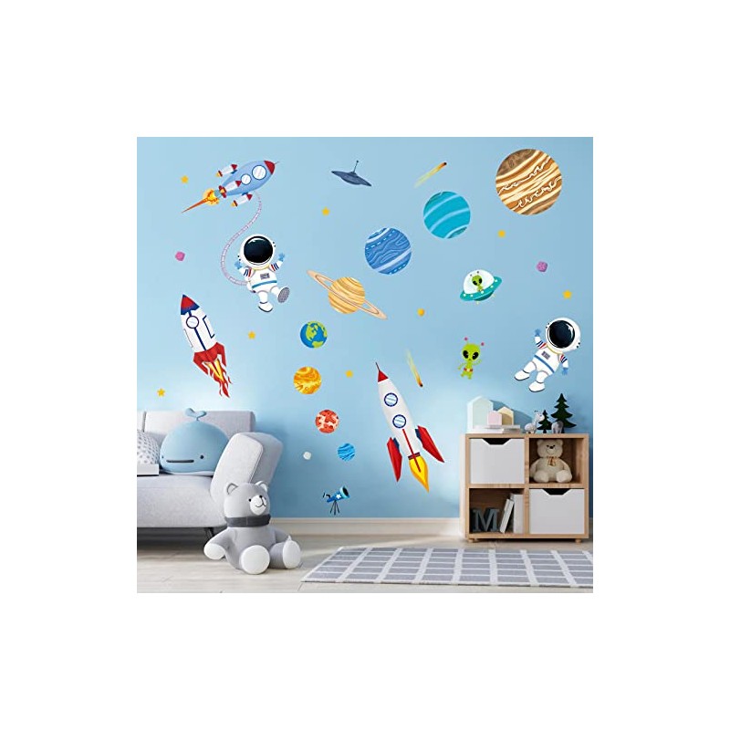 Decalmile - Calcomanías de pared para el espacio exterior, planetas