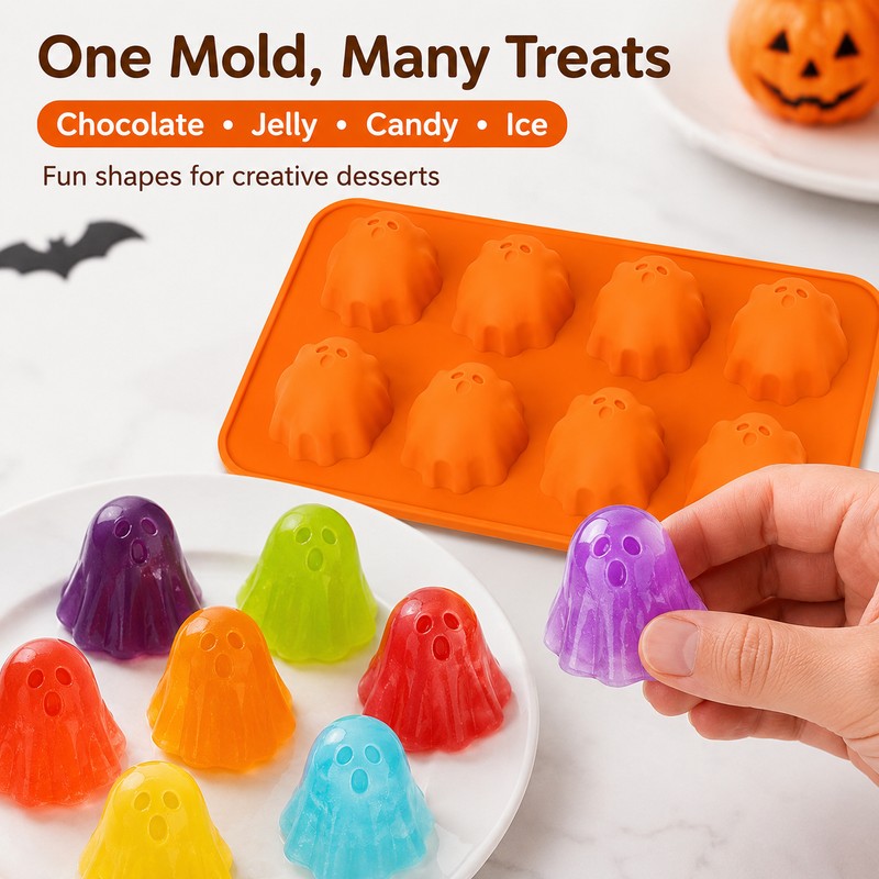 Ghost Silicone Mold for Halloween Treats – Non-Stick Baking Mold