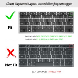 Keyboard Cover Skin for 14" Dell Latitude 7000 7410 7420 7430 7440,Dell Latitude 5440 5420 5430 5431 14",Dell Latitude 7520/Latitude 9000 9510 9520 9420 9430,Dell Latitude 14" Notebook Protector-Black
