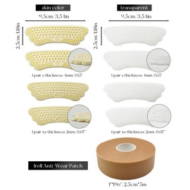 Daily Treasures 4Paris Silicone Heel Pads for Shoes(with 1 Roll Anti-Wear Patch),Reusable Heel Grips for Womens Men Shoes Too Big,Heel Inserts Heel Cushion,High Heel Comfort Pads (Apricot+White)