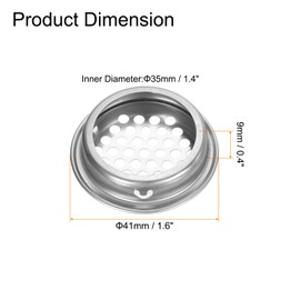 QUARKZMAN 24 Stück Luftschlitze Rund Flach Soffit Vent 35mm/1.4" Edelstahl Rund Vent Mesh Loch Lamellen für Badezimmer, Zuhause, Büro, Küche, Schrank, Kleiderschrank, Silberton