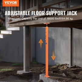 VEVOR House Floor Jack, 56"-100" Height Range, 18000 lbs Max Load Capacity, Adjustable Support Beam Basement Jack Post Pole for Leveling, Lift Support Steel Telescoping Jack for Temporary Support