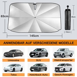 Beshine Sun Protection Windscreen 2025 Rotatable Foldable Car Parasol - Carbon Fibre Skeleton, Heat-Insulated, Efficient UV Protection (145 x 83 cm)