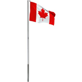 BRUBAKER 13.1 Feet Aluminum In-Ground Flagpole with 5 Feet by 3 Feet Canadian Flag