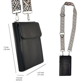 Small Crossbody CellPhone Purse for Women Trendy, with Removable Small PVC Clear Pouch, Vegan Leather Crossbody Wallet Bag with Card Slots, Adjustable Strap, Use to Travel shopping Working