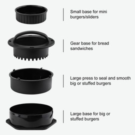 POLIGO 5PCS Smash Burger Press Kit - 4 in 1 Stuffed Burger Mold, 2PCS Cast Iron Burger Presses, Sauce Brushes Included - Non Stick Smash Burger Press Set for Grill and Griddle Cooking