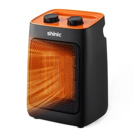 shinic Portable Space Heater with Thermostat, 1500W/750W PTC Ceramic Electric Heater Fast Heat up 200 Square Feet,Safe and Quiet Small Heater for Indoor Use Office Room Desk Home (Orange)