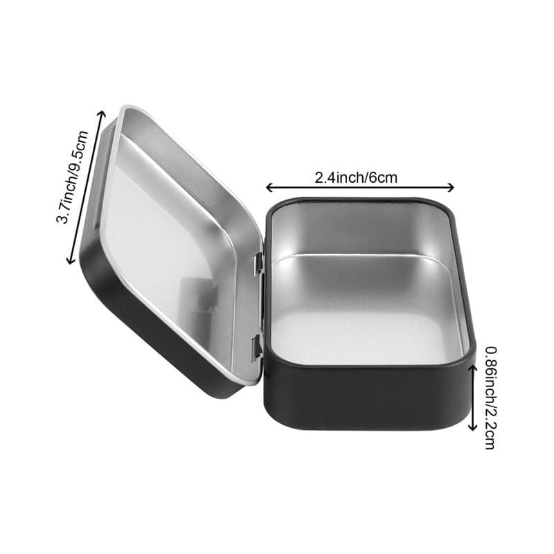 Zhuluck 3 Pcs Black Rectangular Small Tins with Lids Tin