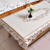 Lelehome Mantel de encaje crema con bordado de flores marrón,