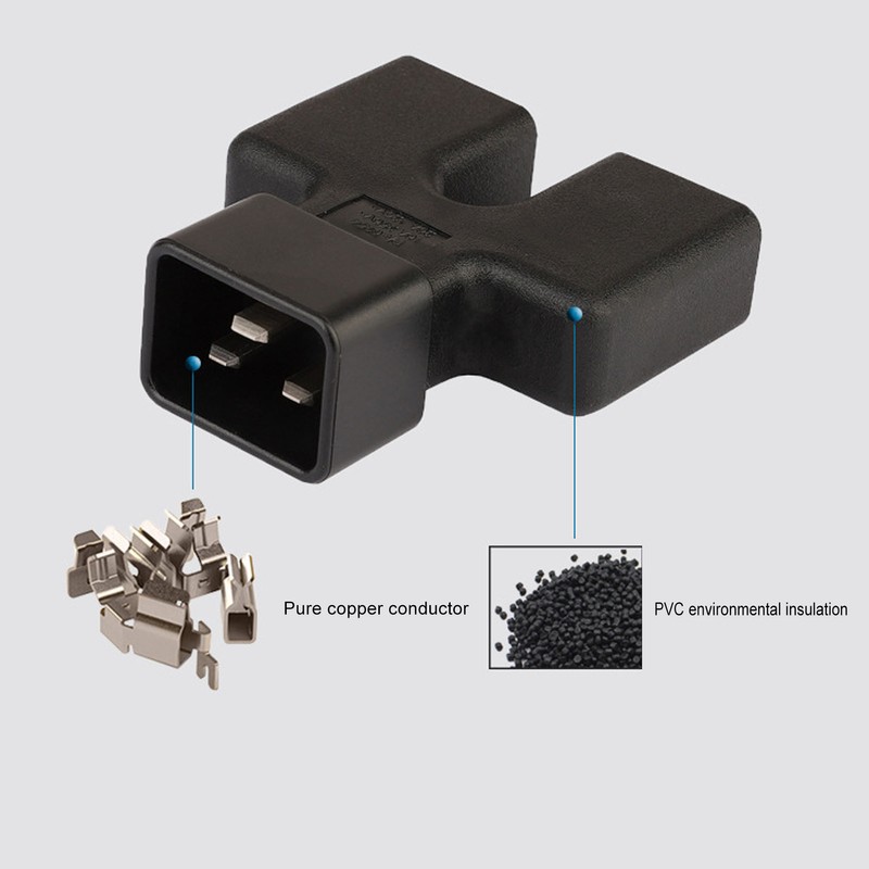 IEC320 C20 to Dual IEC320 C19 Power Adapter IEC320 C20
