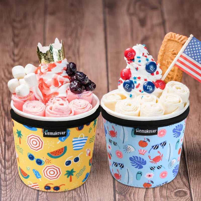 2 Pack Beach Style Pattern Print Size Ice Cream Sleeves