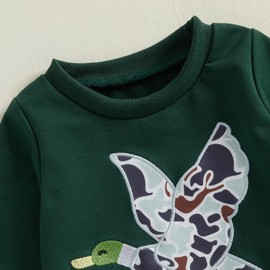 Ayalinggo Toddler Baby Girl Boy Outfit Long Sleeve Mallard Duck Crewneck Sweatshirt Pullover Camouflage Pant Set Fall Winter, Army Green, 2-3 Years