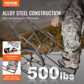 VEVOR Game Carts for Hunting, 500 LBS Deer Cart Game Hauler, Hawk Crawler Deer Cart, Hawk Hunting, All Terrain Folding Cart, Deer Hauling Cart, Heavy-Duty Utility Gear Dolly for Hunting Fishing Hiking