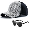 Bling Studded Shiny Rhinestones Baseball Cap, Sparkle Adjustable Ponytail Visor