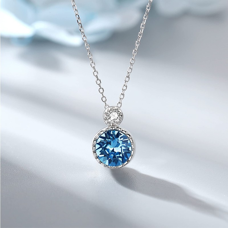 judypaul Women's S925 Silver Necklace, Length 15.7 + 2.4 inches