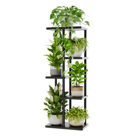 Bamworld Plant Stand Indoor, Corner 5 Tier Metal Plant Shelf for Multiple Plants, Tiered Flower Pot Stands for Patio Garden Balcony Living Room Bedroom, Black
