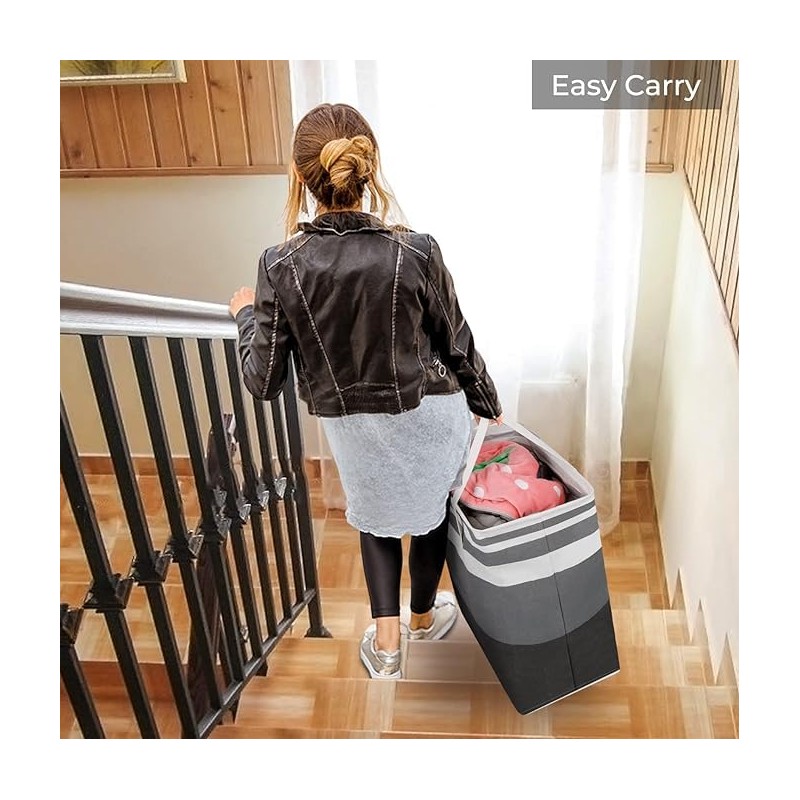 SunBlue : 75L Large Collapsible Laundry Hamper - Convenient Handles,