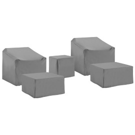 Crosley Furniture Patio Furniture Covers, Waterproof 5-Piece Cover Set for Outdoor Chairs and Tables, Gray