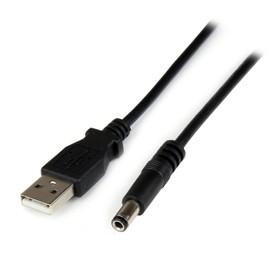 StarTech.com 1m USB to Type N Barrel 5V DC Power Cable - USB A to 5.5mm DC - 1 Meter USB to 5.5mm DC Plug (USB2TYPEN1M), Black