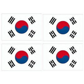 NEGNME 4 PCS Flag Stickers - Korea Flag Stickers Decals for Cup Computer Laptop Car Bumper Window Helmet Musical Instrument with Smooth Surface