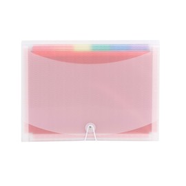 Smead Poly Expanding File, 12 Dividers, Flap and Cord Closure, Letter Size, Wave Pattern Clear with Rainbow Colored Dividers (70723)