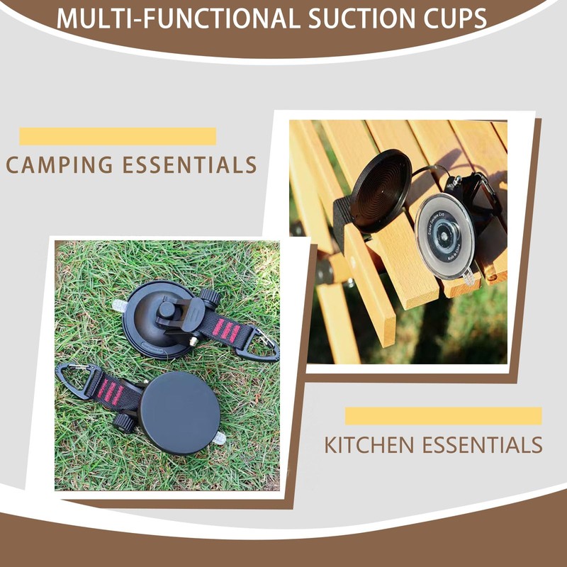 Heavy Duty Suction Cups Anchor with Hooks, Suction Cup Camping