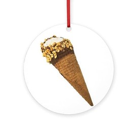 CafePress Nutty Buddy Cone Round 4" MDF Holiday Ornament