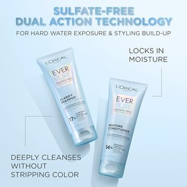L'Oreal Paris Champú Clarify sin sulfato con antioxidantes, champú clarificador para exposición al agua dura y acumulación de peinado, EverPure, 6.8 o