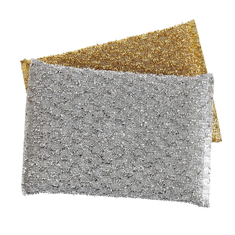 Superio Paquete de 6 esponjas metálicas plateadas y doradas