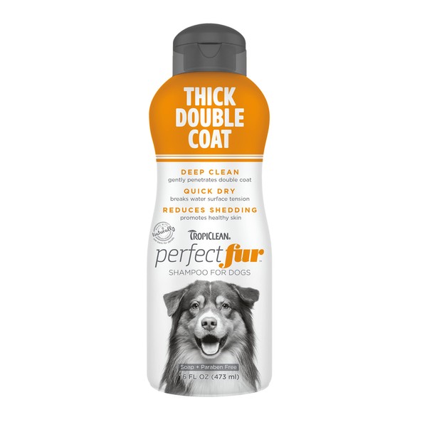 TropiClean PerfectFur Thick Double Coat Shampoo for Dogs, 16oz -