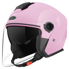 Motorcycle Open Face Helmet Adult 3/4 Half Helmets for Motor-Bike Scooter Biker Men Women DOT Approved (LightPink, Large)